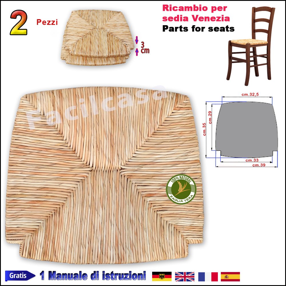 countryfacile Venezia 20R Straw Seat Replacement for Chair Amazon.co