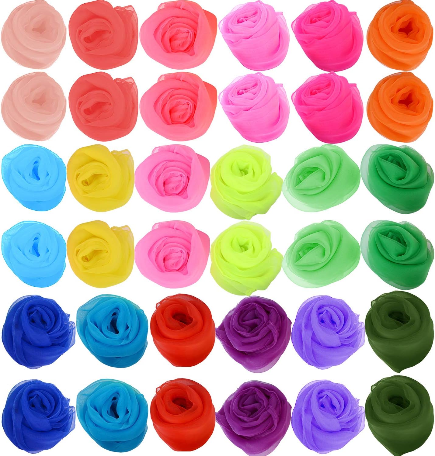 Zhanmai 36 Pieces Square Dance Scarves Juggling Scarf Props Magic Silky Scarves, 24 by 24 Inches (Multicolored): Toys & Games