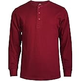 Men's Waffle Knit Thermal Henley Shirt - Long Sleeve Casual Top