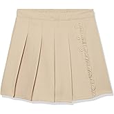 Nautica Girl's School Uniform Pleated Pull-on Scooter Skirt with Undershorts, Knit Waistband, Khaki Ruffle, 6X