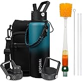 YONICOER Insulated Water Bottle 40oz,Triple Wall Vacuum Stainless Steel(Dishwasher Safe),Leak Proof & Non-BPA,Flask Jug with Paracord Handle & Straw Spout Lids Sports Gradient indigo blue/black