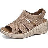 YESWIN Womens Wedge Sandals Platform Walking Sandals Open Toe Ankle Elastic Strap Casual Comfortable Summer Dressy