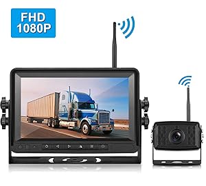 LeeKooLuu FHD 1080P Digital Wireless Rear View Camera, 7'' Monitor IP69K Waterproof Color Night Vision High-Speed Observation System Backup Camera for RVs.Trailers,Box Truck/Motorhomes,5th Wheels