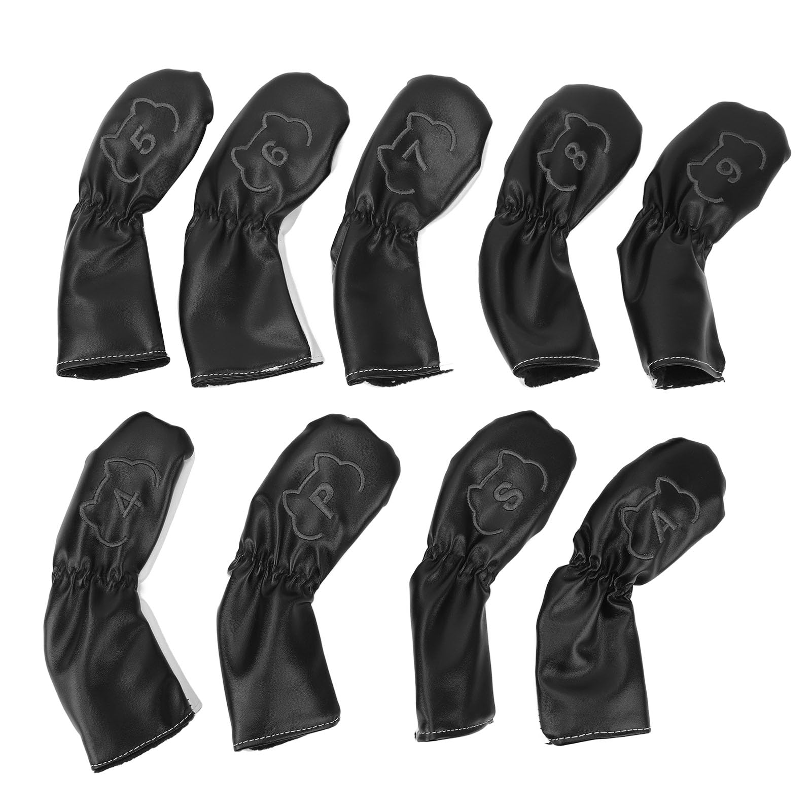 9PCS Club Head Covers, PU Waterproof Protective Training Covers with Carabiner Fastener for Outdoor Training (Type1)