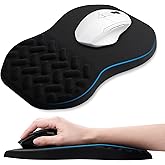 QDOAOF-Ergonomic Mouse Pad Wrist Support with Massage Design, Relieve Wrist Pain Mousepad, Wrist Rest Pain Relief Mousepad with Memory Foam&Non-Slip PU Base, Carpal Tunnel Syndrome (Black)