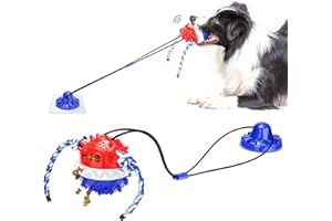 GOOTOSEE Interactive Dog Toys Aggressive Chewer Suction Cup Tug of War, Indestructible Puzzle Toys & Treat Dispensing Ball for Dog Enrichment