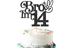 Gyufise 1Pc Brother I'm 14 Cake Topper Glitter Happy 14th Birthday Cake Pick Bro I'm 14 Cake Decoration It's My 14th Birthday Decorations for Boys Cheers to 14 Years Old Birthday Party Supplies Black