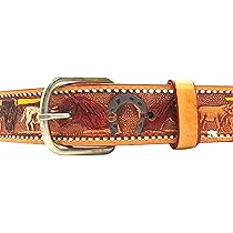 Needzo Painted Ranch Scene Decorative Leather Belt, Intricate