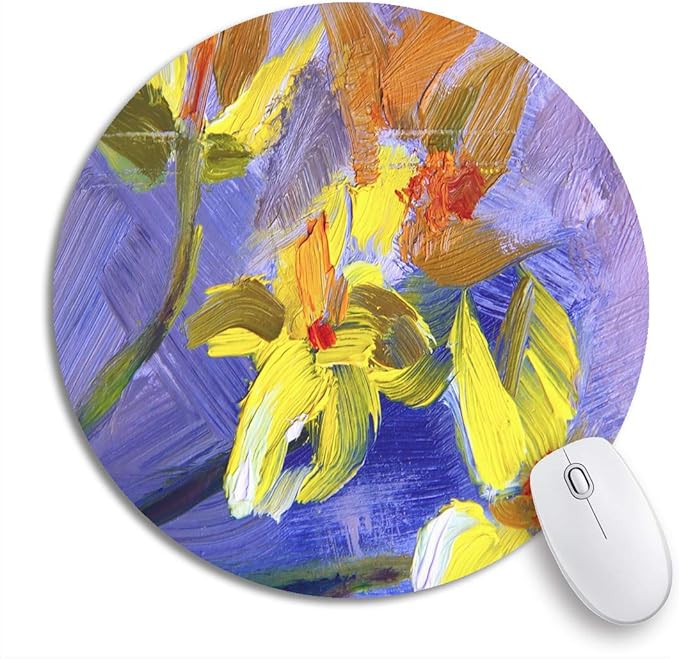 Adowyee 7.9x7.9 Inch Round Mouse Pad Colorful Artistic Oil