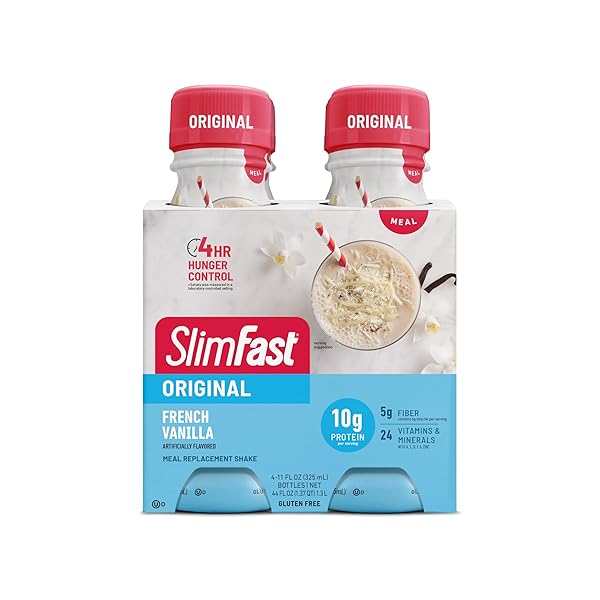 SLIMFAST MEAL REPLACEMENT SHAKE, ORIGINAL FRENCH VANILLA, 10G OF READY TO DRINK PROTEIN, 11 FL. OZ BOTTLE, 4 COUNT
