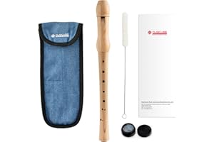 MUSICUBE Soprano Recorder Instrument for Kids Adults Baroque Maple Wood Recorder with Clean Kit and Storage Bag Musical Instrument Kit Beginner and Students Friendly