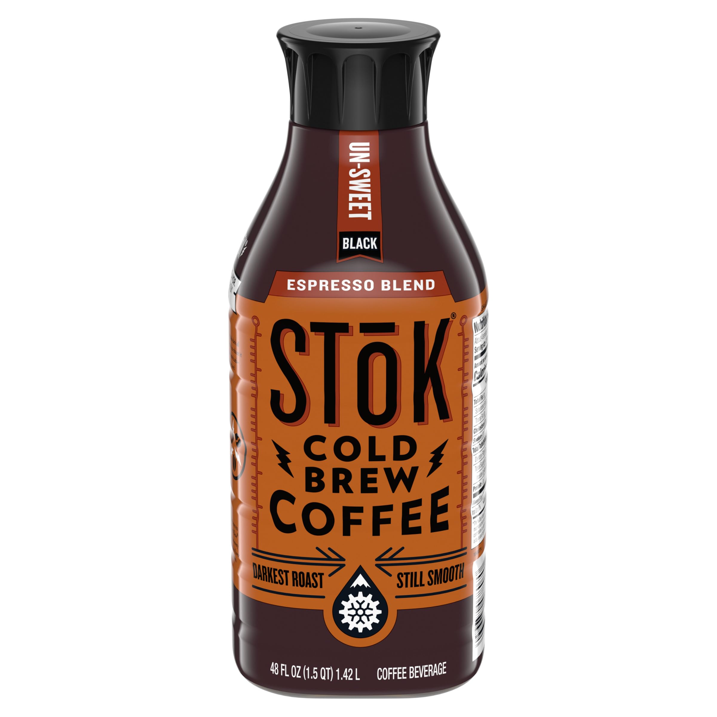 SToK Cold Brew Coffee, Un-sweet Black Espresso Blend, 48 oz. Bottle