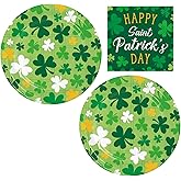 Shamrock and Roll Irish Party Supplies for 16 - Plates and Napkins Bundle in Festive Saint Patrick's Day Design
