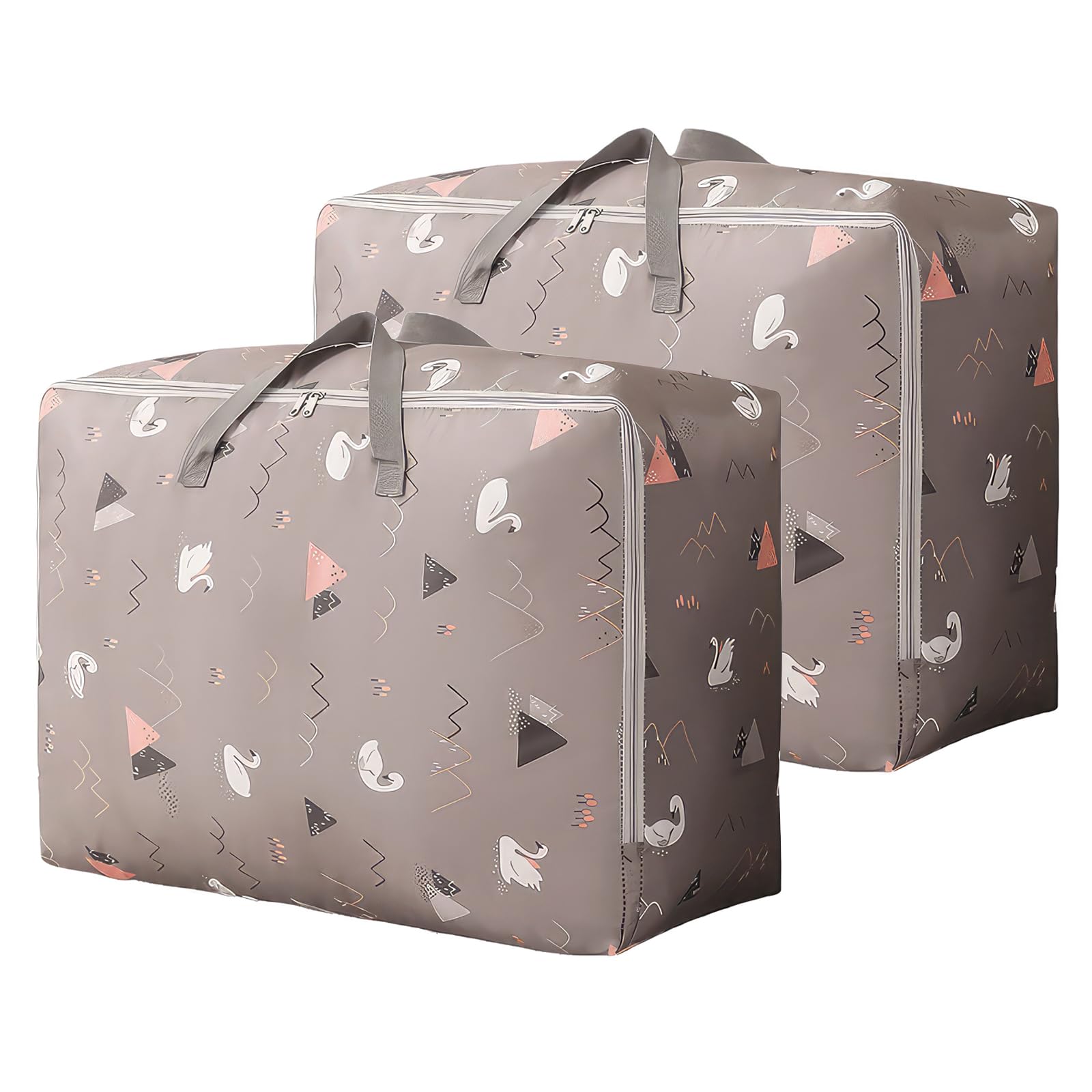 TiooDre 105L Large Underbed Clothes Storage, 2 PCS Duvet Storage Bag Clothes Storage Bags with Zips 600d Oxford Moving Bags, Bedding Storage Bags for Clothes Quilt Pillows Blankets or Moving Home