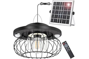 ropelux Solar Shed Light Outdoor Indoor, Bright 3000LM 5 Modes (Daytime Available) Lamp with 3 Color Temps Dual Motion Sensor Remote, Hanging Pendant Lights for Gazebo Barn Garage Shop, 1 Pack