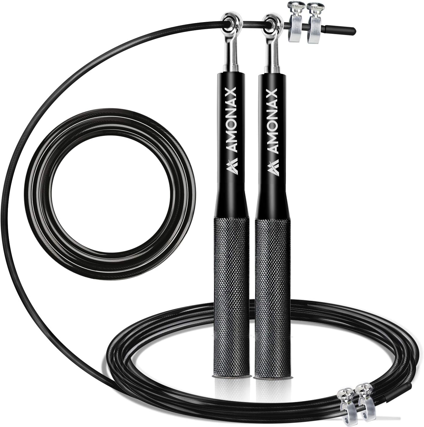 Amonax Adult Skipping Rope for Fitness Workout, Boxing Exercise, Crossfit Training and Weight Loss/Conditioning at Home Gym Outdoor with high-speed rotation mechanism for double unders.