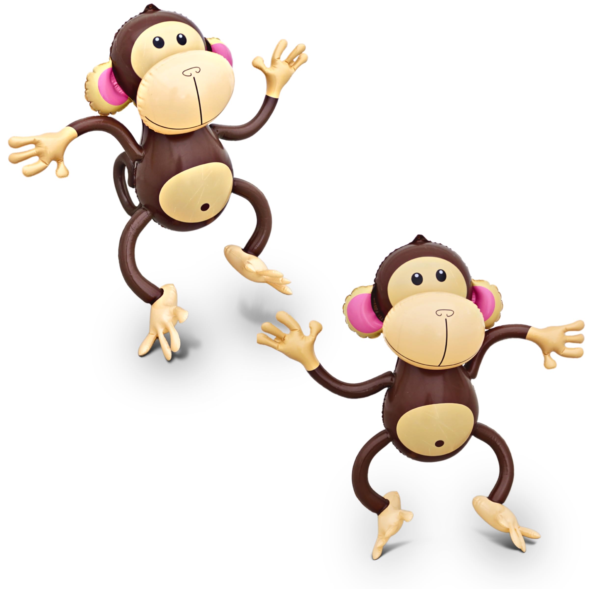 Photo 1 of 4E's Novelty Inflatable Monkeys (2 Pack) 27 Inch Large Monkeys Inflatables for Jungle Decor, Safari Jungle Birthday Decorations, Kids Animal Party Supplies, Baby Shower Favors