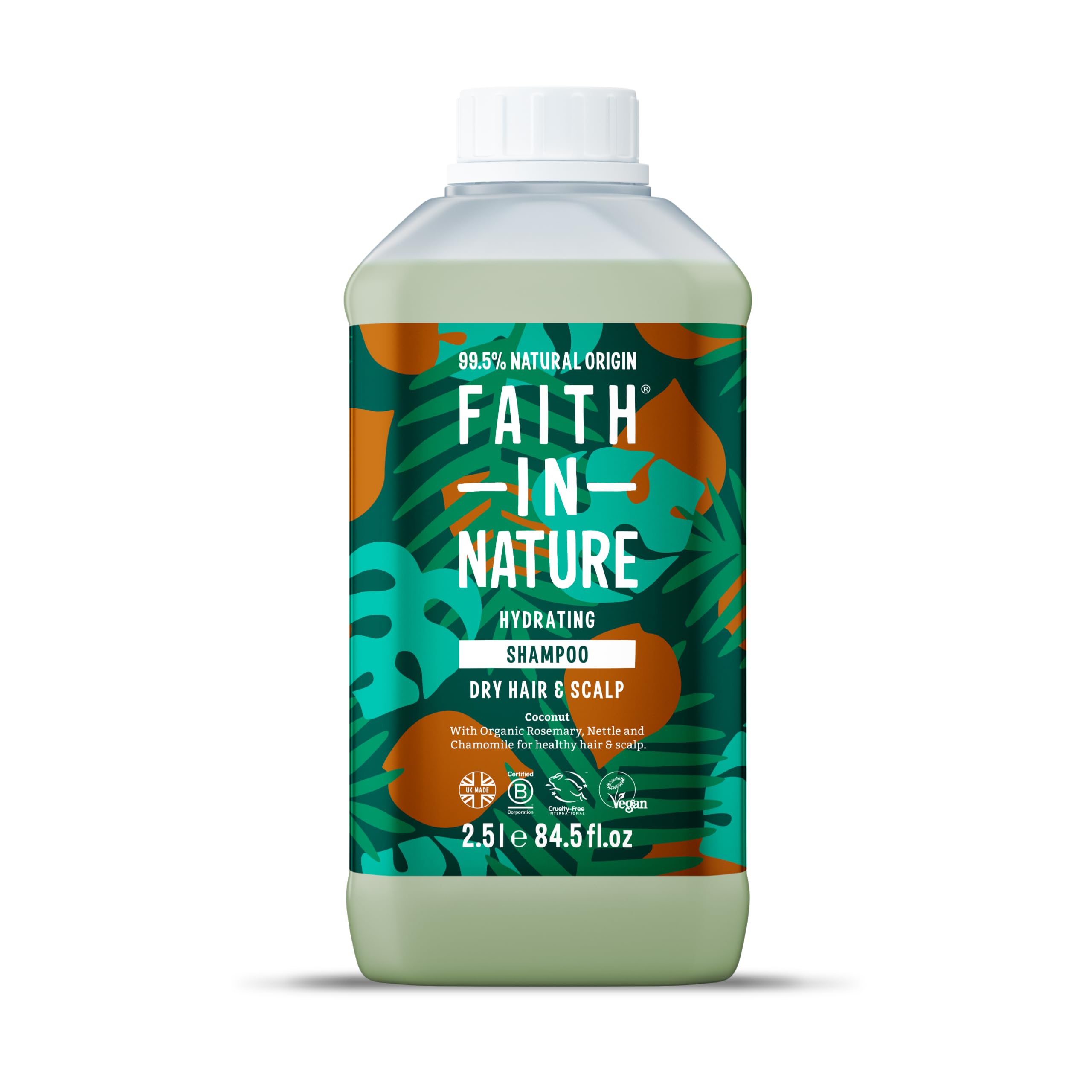 Faith In Nature Organic Coconut Shampoo, Hydrating for Dry Hair & Scalp, Vegan & Cruelty Free, No SLS, Silcones or Parabens, 2.5L Refill
