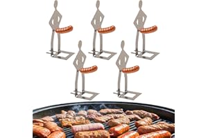 SWASEADA 5 PCS Funny BBQ Stand Man Hot Dog Holder | Reusable Stainless Steel Hotdog and Sausage Stand | Portable Hot Dog Roaster-Barbecue Grill Accessories | Ideal for Camping and Novelty Party Gifts