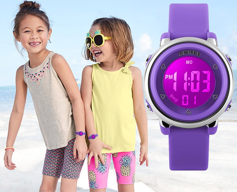 My-Watch Girls Digital Watch Sport Waterproof Kids Outdoor Stopwatch LED Luminescent Wrist Watches
