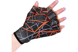 NICEYST Swimming Gloves Aquatic Webbed Gloves Swim Training Fitness Water Resistance Hand Flippers with Fingers & Adjustable Wrist for Men Women Children