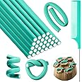 Syhood 30 Pcs 7'' Flexible Curling Rods Twist Foam Hair Rollers Soft Foam No Heat Hair Rods Rollers and 1 Steel Pintail Comb Rat Tail Comb for Women Long Short Hair(Lake Green,7 x 0.3 Inch)