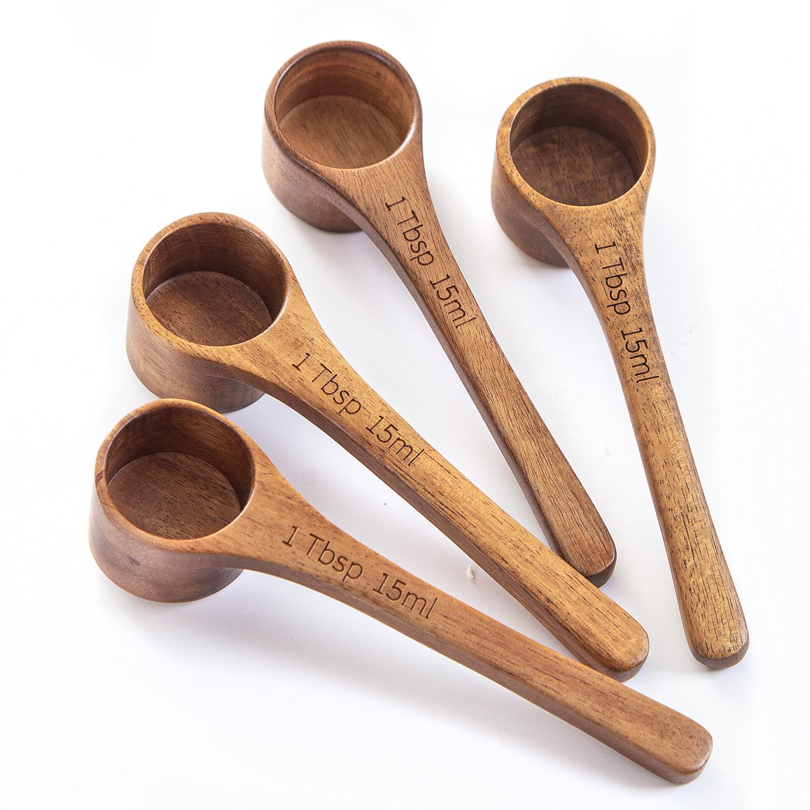 Photo 1 of 4PCS Wooden Measuring Scoops Acacia Wood Scoop For Jars Coffee Scoops For Coffee Measuring Spoons Wooden Scoops For Containers Daily Powder Salt Bath Soap Scooper
