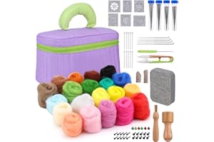 Nitlak Needle Felting Kit 20 Colors Wool Roving Set, Needle Felting Starter Kit, Wool Felting Kit for Beginners,with Wool Felting Tool, Yarn Scissor, Wool Felting Pad for DIY Craft,Decoration Present