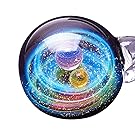 BENECREAT 天然ガラスペンダント ダブルボール 夢幻宇宙 輝く銀河 手作りネックレス 惑星 ガラスペンダント 誕生日プレゼント カラフル