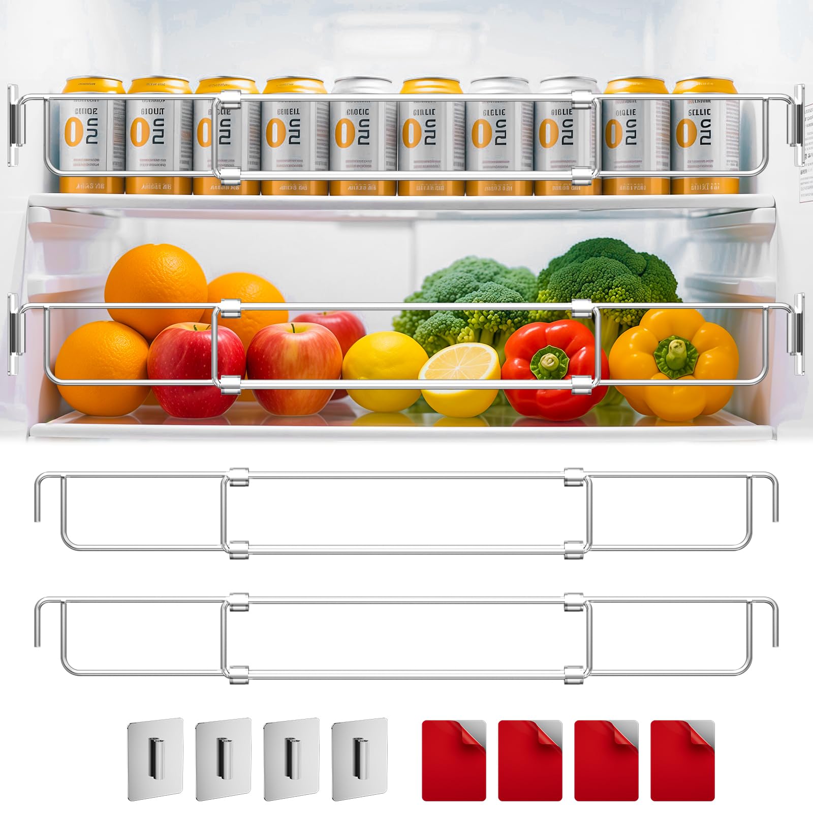 Photo 1 of 2PCS Rv Refrigerator Bars, Adjustable Refrigerator Tension Rods, 12.44"-22.63" Stainless Steel Rv Refrigerator Accessories, Extendable Stabilizers for Camper Refrigerator, Cupboard, Bookshelf, Kitchen
