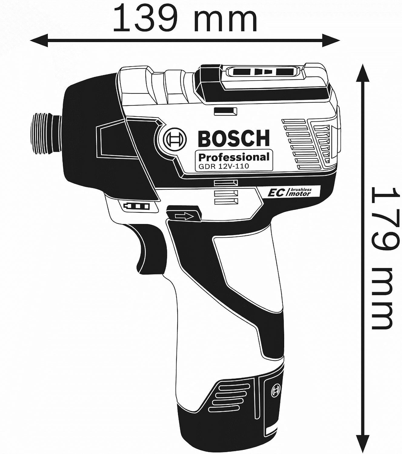 Bosch Professional 12V System GDR 12V-110 Cordless Impact Driver (excluding Batteries and Charger), R.blue, 1227.18 cubic centimeters - Image 4