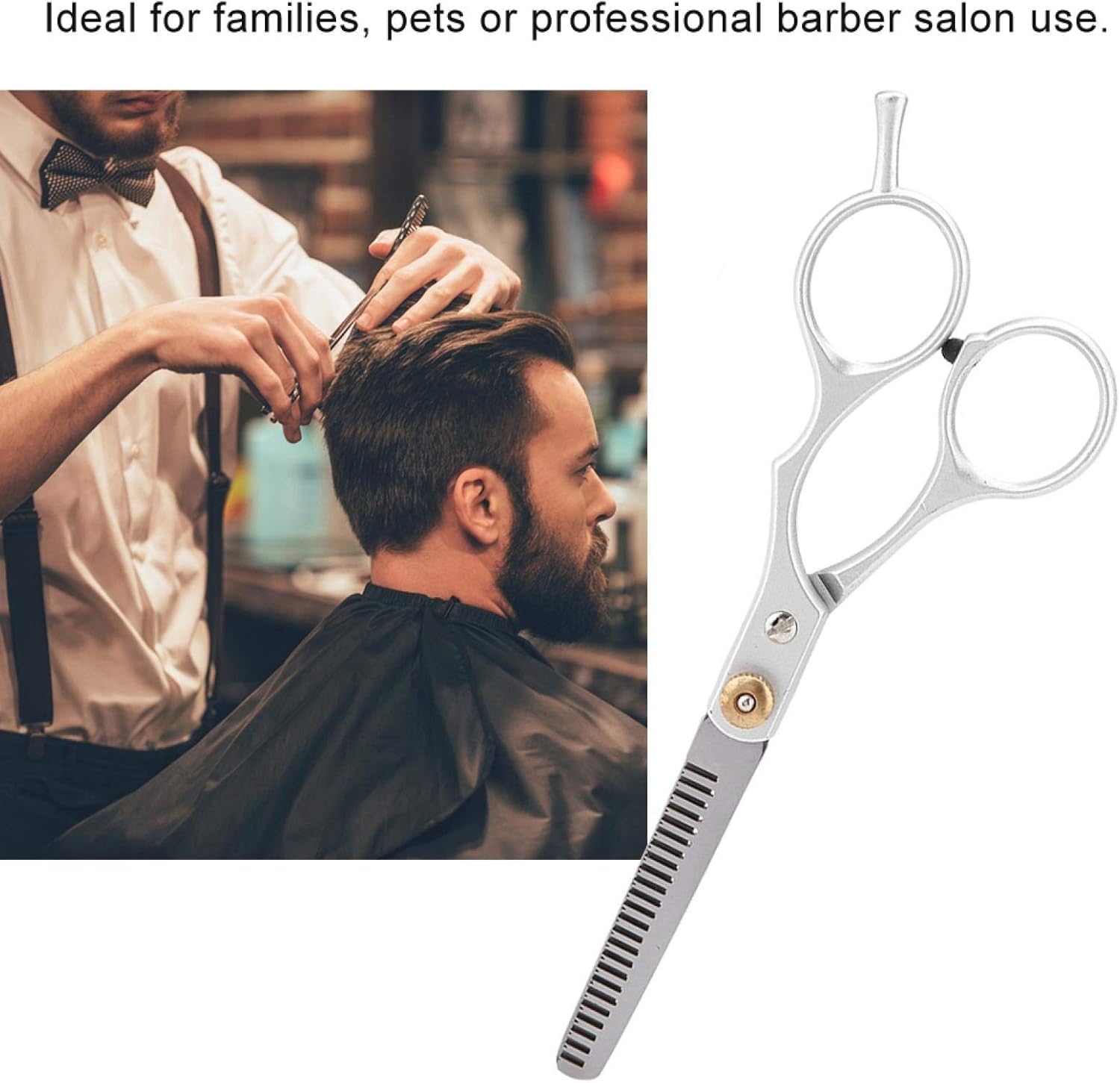 Barber Shears,Akozon Professional Stainless Steel Hair Cutting Thining Scissors Set Salon Barber Hairdressing Shear for Salon Home Shear Sets(Dental Scissors) - Image 3
