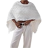 Verdusa Women's Fall Sweaters Shrug Poncho Hollow Out Sheer Lightweight Bolero Sweaters