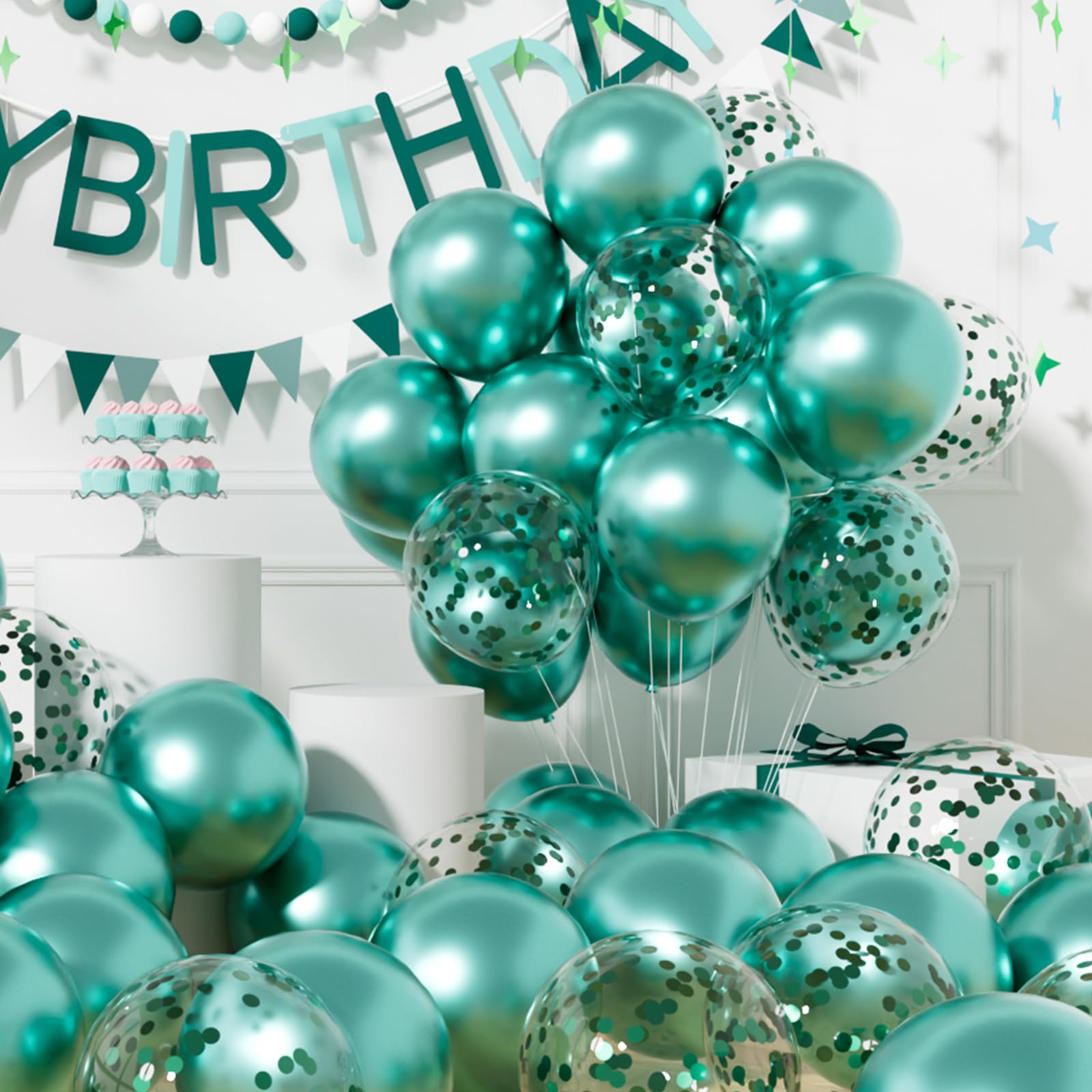 AULE Party Balloons Pack of 42 - Metallic Green