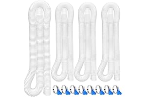 HomyPlaza Replacement Pool Hoses for Above Ground Pools, 4 Pack, 1-1/4" Diameter x 59" Length, Includes 8 Metal Clamps, Compatible with Intex Pool Filter Pump 607, 637
