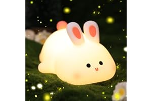 OkiyiD Bunny Lamp,Big Face Rabbit Night Light for Kids, Cute Easter Bunny Gifts, Kawaii Nursery Bedroom Decor, Rechargeable Silicone LED Squishy Night Light