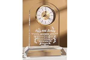 DEEWISH Happy 80th Birthday Gift Idea for Grandparents, Quartz Desk Clock Home Blessing Decoration, 80 Year Old Birthday Gifts for Old Men Women Parents Couple Friends Dad Mom