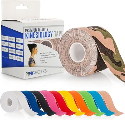 Proworks Kinesiology Tape 5m Roll Camouflage Green Elastic Muscle Support