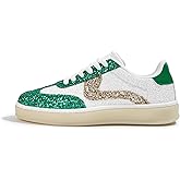 LUCKY STEP Women's Glitter Sneakers Fashion Retro Casual Sparkly Bling Shiny Dressy Bedazzled Bridal Wedding Anti Slip Walking Shoes