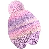 GSFY Girls Boys Knit Winter Beanie Hat with Earflaps - Colorful Warm Fleece Lined Hat for Kids Ages 3-12