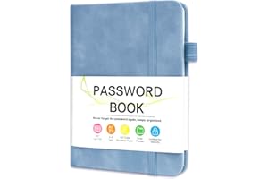 MOSA BEAR Password Keeper Book with Alphabetical Tabs，4.3"x5.7" Small Password Books for Seniors Password Notebook for Internet Website Address Log in Detail (Blue)