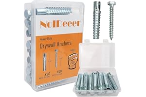 Noideeer 20Sets 10x60mm Heavy Duty Drywall Anchors and Screw Kit,Galvanized Tree Shaped Set for Concrete Wall, Wooden Wall, Hollow-Wall, Plaster,with high Hardness Drill Bit.