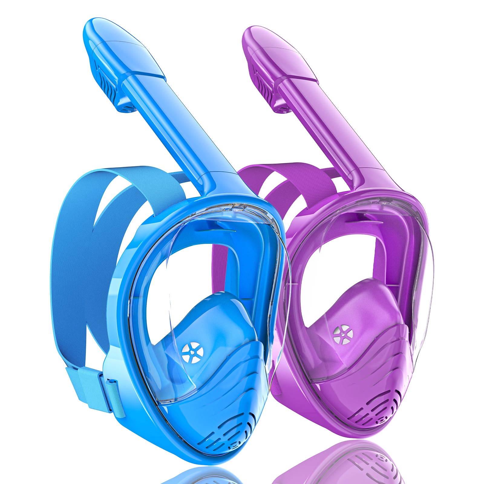 Photo 1 of QingSong Kids Snorkel Mask Full Face, Snorkeling Set with Camera Mount, 180 Degree Panoramic View Snorkeling Gear Anti-Fog Anti-Leak