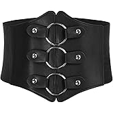 GRACE KARIN Women Corset Belt Elastic Gothic Wide Belt Vintage Faux Leather Belts for Halloween Steampunk Gothic