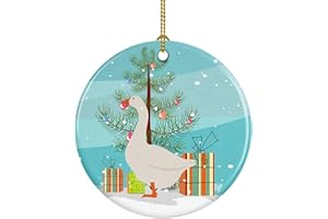 Caroline's Treasures Embden Goose Christmas Ceramic Ornament, Teal Christmas Tree Hanging Decorations for Home Christmas Holiday, Party, Gift, 3 in, Multicolor