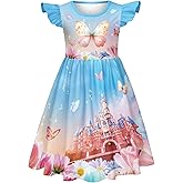 LQSZ Girls Princess Nightgowns Flutter Sleeves Night Dress Sleepwear 3-10 Years Pajamas Nightgowns for Little Girls
