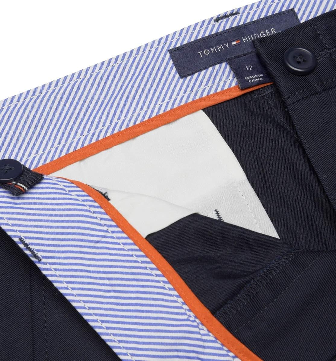 Tommy Hilfiger Flat Front Twill Blend Shorts, Kids School Uniform Clothes for Little Or Big Boys with Husky and Slim Sizes: Clothing