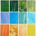 Lanyani (10 Sheets) Variety Stained Glass Sheets Pack, 4 x 6 inch Large Cathedral Glass Mosaic Tiles for Crafts, Mixed Opaque