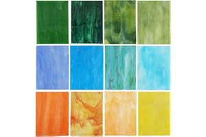 Lanyani (10 Sheets) Variety Stained Glass Sheets Pack, 4 x 6 inch Large Cathedral Glass Mosaic Tiles for Crafts, Mixed Opaque