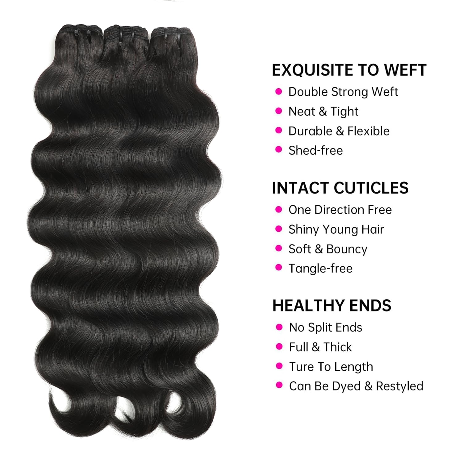 Condition photo showing As Is for human hair bundles 26 28 30 inch 12a body wave 3 bundles human hair 100% unprocessed virgin hair extensions raw quick weave extensions natural black 26 28 30 new natural black